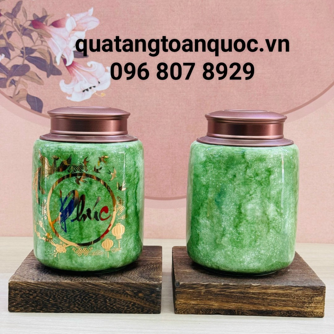 Hũ đựng trà nắp đồng