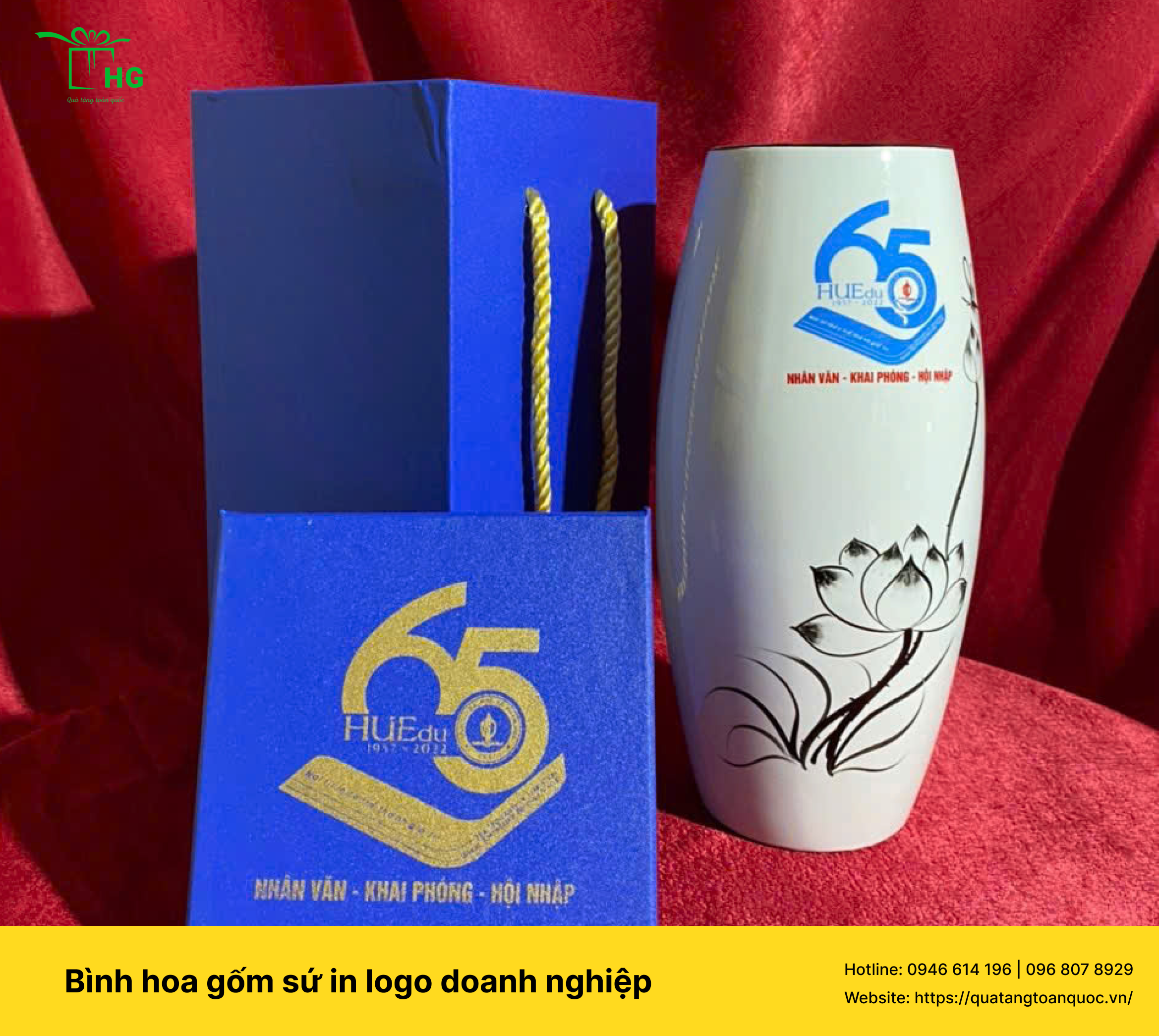 Dịch vụ cung cấp bình hoa gốm sứ in log tại Hà Nội