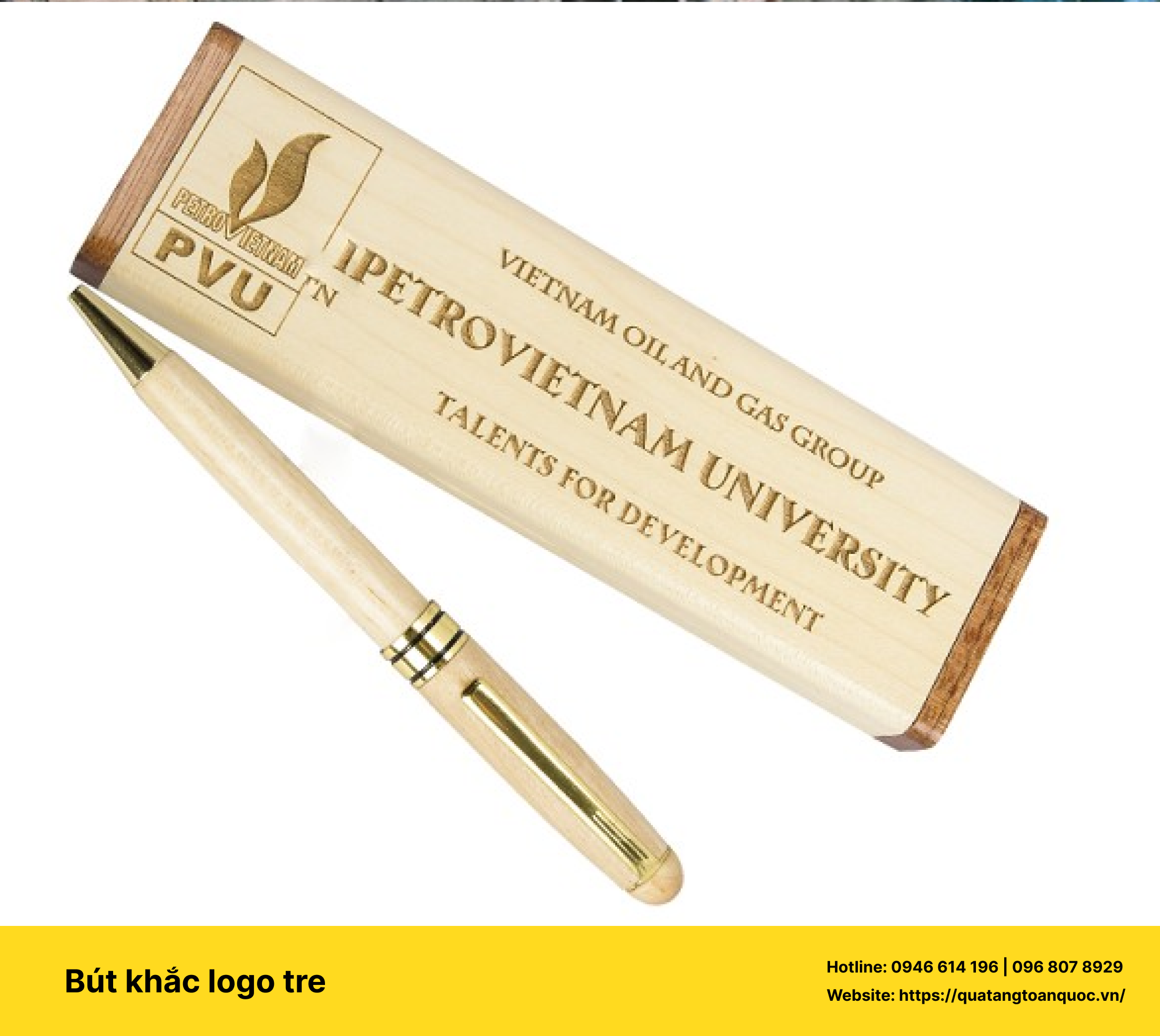Dich vụ Bút gỗ tre khắc logo doanh nghiệp