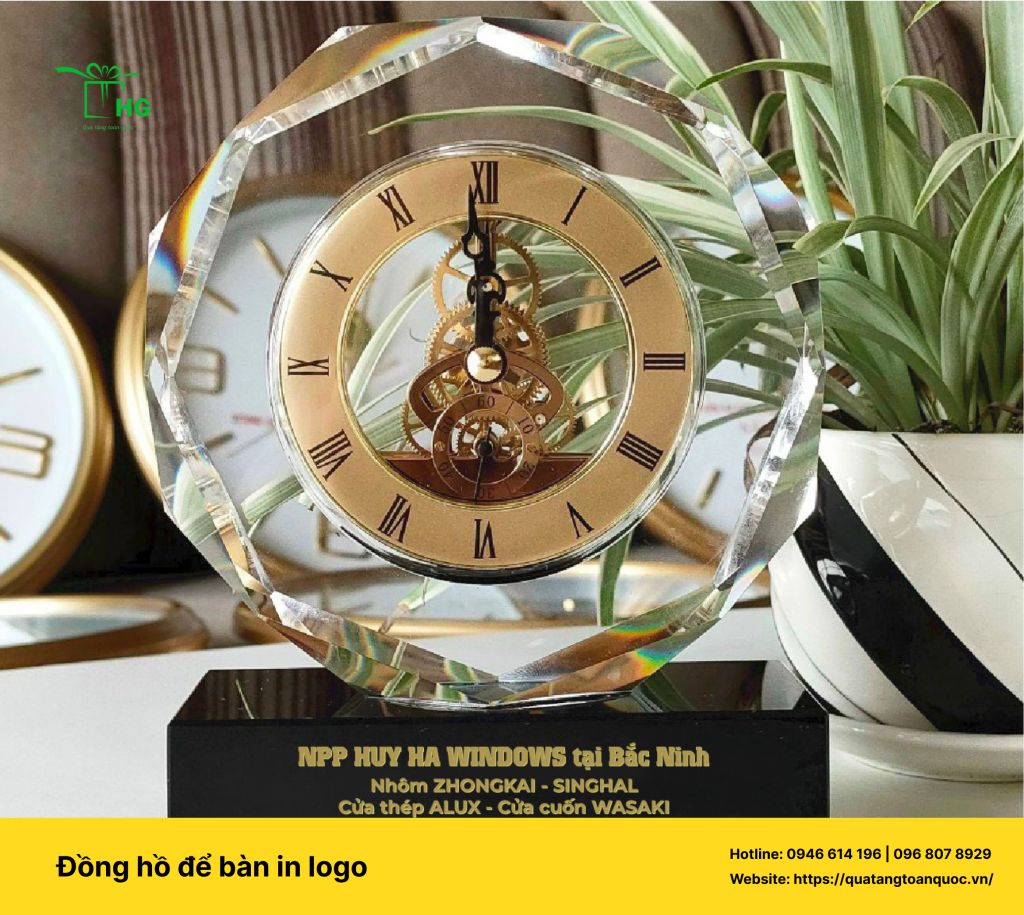 Dịch vụ in logo đồng hồ để bàn sang trọng